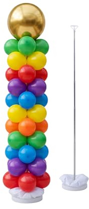 Relaxdays Ballonghållare, set 2, teleskopstång, 45–205 cm, dekoration, bröllop/födelsedag, ballongpelare, silver/vit