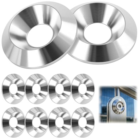 10 rondelle a testa svasata in acciaio inox, M8 x 20 mm, per viti a testa svasata, robusti dischi decorativi in acciaio inox con protezione anticorrosione e ad alta resistenza per applicazioni