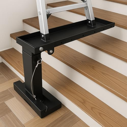 Clickovia Heavy Duty Ladder Leveller for Stairs, Steel Material Ladder Stand off Adjustable Height 10.2-17.7 Inch, Non Slip Ladder Clamps Ladder Stabilizer Weight Capacity 350KG