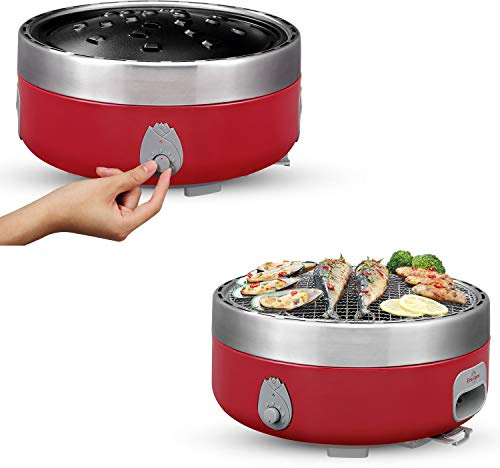 Portable Electric Charcoal Grill For Camping - Smoke ＆ Smokeless Optional - Power Supplied By Battery Or USB Phone Charger - With Carrying Bag