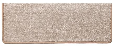 casa pura Tappetini per gradini interni, 15 pezzi, autoadesivi e antiscivolo, con morbido pelo | gradini per scale rettangolari beige | 65 x 23,5 x 1,3 cm (Sundae)