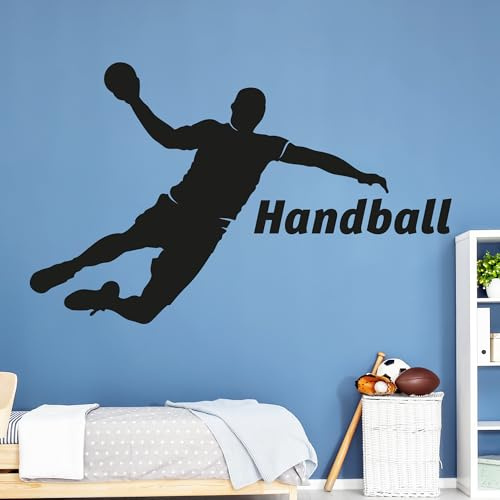 GRAZDesign Wandtattoo Handball Kinderzimmer | Wandaufkleber Teenager Sportler Spieler | Wandsticker Turnhalle Sport Jugendzimmer - 80x50cm / 070 schwarz