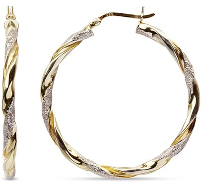 LeCalla 925 Sterling Silber Creolen 14K zweifarbig leichtes italienisches Design mittlere Ohrringe für Frauen - 30MM