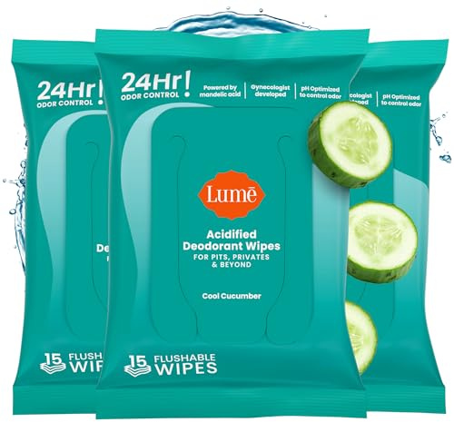 Lume - Salviette deodoranti acidificate: controllo degli odori 24 ore, senza alluminio e bicarbonato di sodio, cura della pelle - 15
