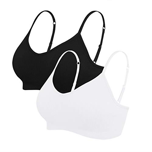 Vertvie Damen 2/3/4er Set Basic Wohlfühl BH Sport BH Spaghettiträger Bralette ohne Bügel Nahtlose Gepolsterte mit Spaghetti Bra Top Low Support Bra