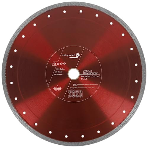 PRODIAMANT Premium Diamanttrennscheibe Fliese Feinsteinzeug 350 mm x 30 mit Ring 25,4 mm 350mm Fliesenscheibe für Tischmaschinen