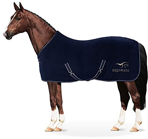 Equinate Abschwitzdecke Nevada aus Fleece mit Widerristpolster und Kreuzbegurtung 155cm Navy