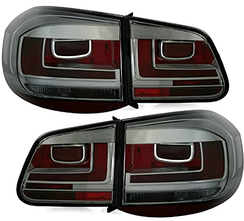 Eagle Eyes Lightbar Rückleuchten Set passend für VW Tiguan 5N (2007-2011) | LED, Facelift Optik, Smoke, Klarglas, 4-teilig, Anschluss über OE Stecker, inkl. Widerstände,