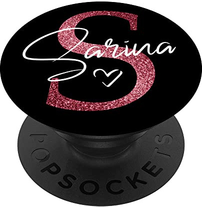 Sarina Name Personalisiert Buchstabe S Herz Pink Rosa PopSockets mit austauschbarem PopGrip