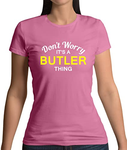 Dressdown Don't Worry It's a Butler Thing! - Womens Crewneck T-Shirt - Azalea - Large
