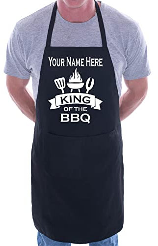 Print4U King Of BBQ Personalise This Apron Add Your Name Here BBQ Baking Cooking Black