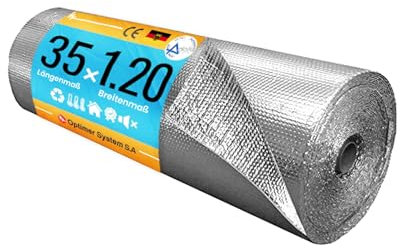AISLANTE TERMICO | Reduce el Frio y el Calor |100% ALUMINIO| Rollo Aislante Termico para Ventana, Pared, Suelo, Techo, Coche, Garaje, Camper, Aire Acondicionado [ 1.20 X 35 ] (42m²)