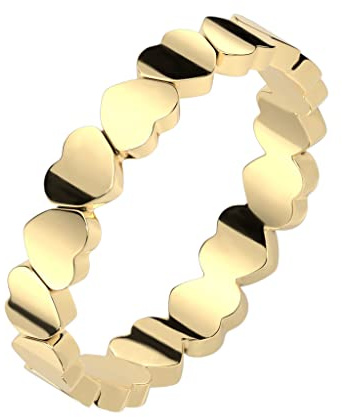 Paula & Fritz® Ring Damen Motiv-Ring Herz-en Gold Silber 316L Chirurgenstahl Größe 49 (15,6) - 62 (19,7) 4-mm breit Damen-Ring Herrenring Partnerring
