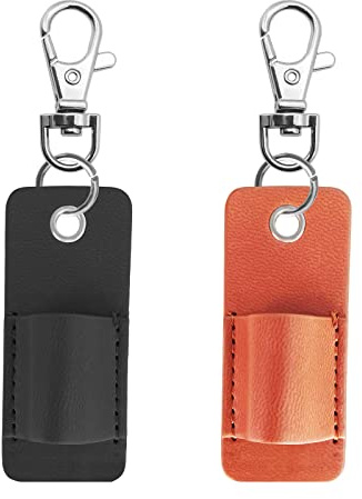 BLMHTWO 2 Stück Stifteetui Ieder, Stifteetui Stifthalter tragbarer Stifthalter mit Metallclip PU-Leder exquisite Verarbeitung Anti-Verlust-Stiftband für Ausweise Klemmbrett
