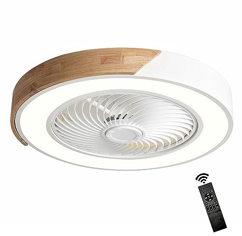 GaoHX Holz Deckenventilator mit Beleuchtung LED Licht, Moderne Invisible Fan Deckenleuchte Dimmbar, Timer Leise Ventilator lampe, Deckenlampe für Wohnzimmer Schlafzimmer Kinderzimmer