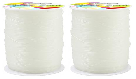 Suo Long Gummiband für Armbänder, dehnbares klares Schnur für Schmuckperlen, hochfester unsichtbarer Elastischer Faden, 100% Nylon reißbeständig, 0.8mm + 1mm Durchmesser (330 Fuß / 100 Meter) Rolle | Rund Gummi Elastisches Band für Armbänder Transparent Reißfest Perlenschnur Elastisch Perlen Faden Armband Schnur Elastisch