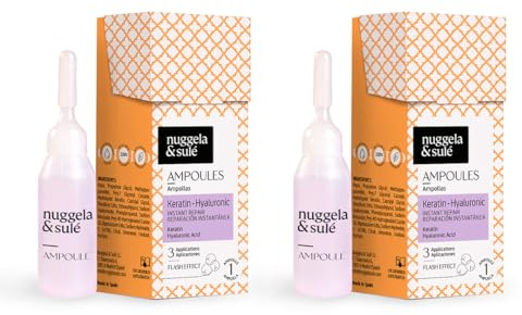 Ampollas Keratina-Hialurónico de Nuggela & Sulé. Reconstruye la Fibra Capilar y Sella las Puntas al Instante. Efecto Flash Cabello Sedoso. 1 x 10ml (Paquete de 2)
