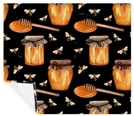 VAPOKF Flying Bees and Honey Jar Soft Cozy Throw Blanket for Adult and Kids, Lightweight Microfiber Fleece Blanket for Couch Bed Sofa Travel, 59x79