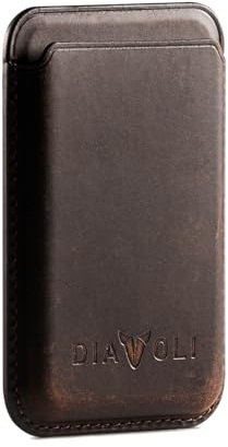 DIAVOLI - Lederwallet für iPhone - Wallet - kompatibel mit MagSafe - Magnetischer Kartenhalter 3-Karten Kompatibel mit iPhone 15/14/13/12 Modelle Braun