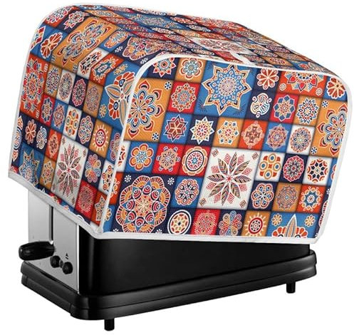 Kuiaobaty Boho-Toaster-Abdeckung, marokkanisches Muster, 2 Scheiben, Brotbackmaschinen-Abdeckung mit Haken, mehrfarbig, staubdicht und haustiersicher, neuartiges Design, für Brot, Toaster-Abdeckung