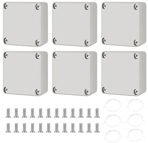 6 Pcs Waterproof Junction Box, IP65 Outdoor Cable Connectors, Electrical External Wire Junction Box - Grey-White, 63x58x35mm