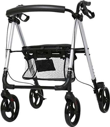 Rollator Walker 4 Rad Faltbare Mobilitätshilfe mit Sitztasche - Transportstuhl Gehgestell Stock für Ältere und Behinderte