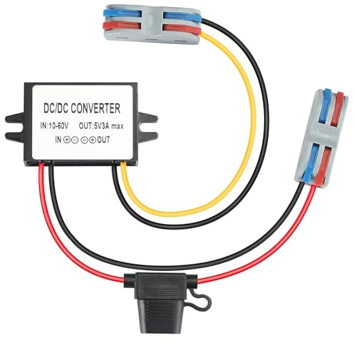 YBBOTT DC 12V/24V/36V/48V a 5V 3A Convertidor de Tensión 15W Transformador de Potencia Reductor Buck Convertidor de Alimentación para el Control de Audio del Coche Intercomunicador Pantalla LED, etc