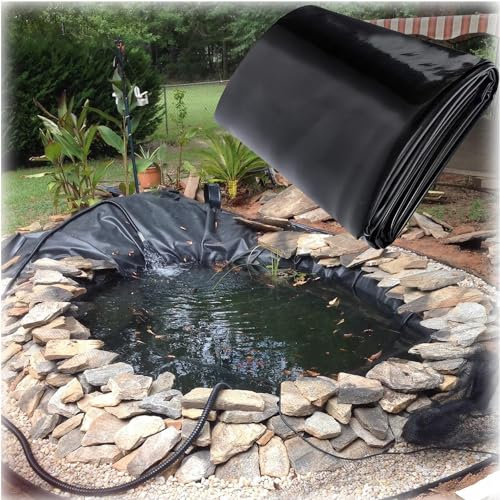 Yidelchon Undurchlässige HDPE-Teichfolie 0,12 Mm Teichauskleidung Fischteichfolien 2x3 M 3x4 M 4x7 M 6x6 M 8x10 M Für Teiche Im Freien, Wasserfall, Bachlauf, Springbrunnen(Size:9x9m)