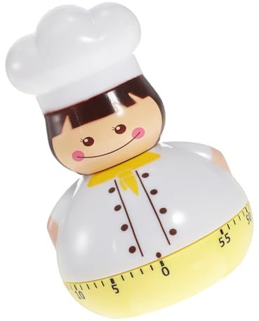 Hoement Timer Meccanico Da Cucina Mini Chef Contaminuti Per Uova Design Compatto e Giallo Timer Visivo Per Cucina e Decorazione Domestica Facile Da Usare Batteria