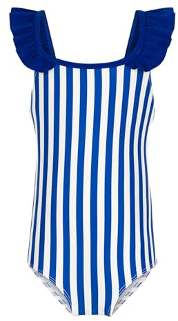 Petit Bateau Girl's A0CXK 1 Piece Swimsuit, Blue/White, 8 Years