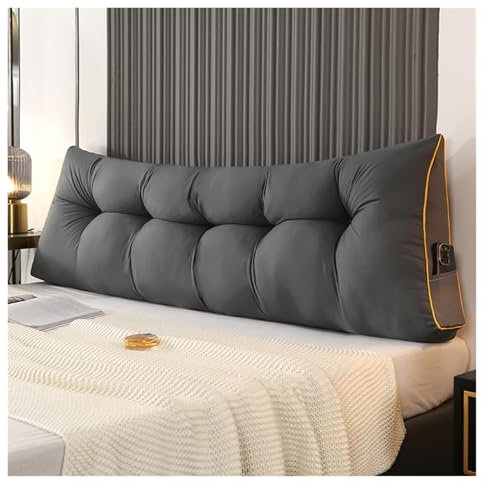 AOPEZIA Rückenkissen Keilkissen Kopfende Großes Bettkissen Bequemes Lesekissen und Rückenteil im Bett Rückenlehne und Kopfkissen Langes, Removable Cover(Dark Grey,200 * 50 * 15cm)