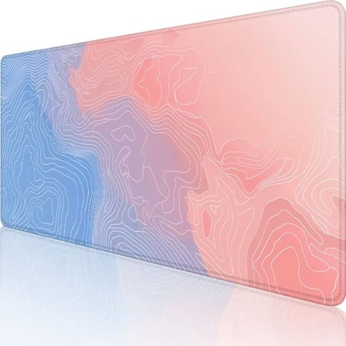 Rosa Mauspad XXL 800 x 300, Erweiterte Groß Mousepad Streifen, Wasserfest Schreibtischunterlage Vernähte Kanten Design, Mouse Pad mit rutschfeste Gummibasis für Pc Büro Deko, Geschenke für Frauen 4-9