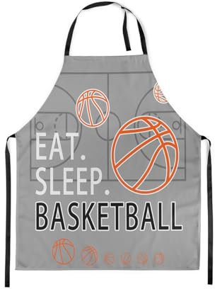 Loussiesd Basketball Kochschürze für Köche Kochen Hellgrau Kochschürze für Jugendliche Basketball Muster Schürze Sport Spiel Ball Thema Kochen Küche Wasserdicht Küchenschürze
