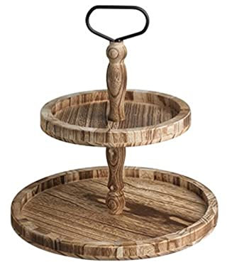 CCYENG Alzata per Dolci a 3 Piani, in Legno, a più Livelli, per servire Cupcake, Torre Creativa in Stile Europeo, per Dessert, Biscotti, Caramelle, Buffet, Frutta (Colore Chiaro, 2 Livelli)