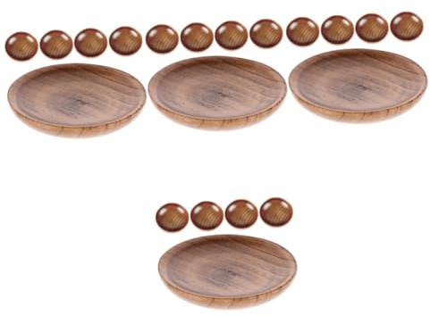 IMIKEYA 20pcs Wooden Dishes Sushi Serving Plate Soy Sauce Bowl Dipping Saucer Round Shape Condiment Bowl for Home Hotel Restaurant