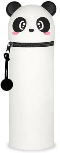 GDFJBG 2-in-1 Silikon Federmäppchen - Tiger, Federtasche aus weichem Silikon für Stifte, Federmappe und Stiftehalter, Mäppchen Tiere, Schlampermäppchen (Panda 1)