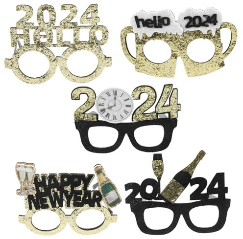 Ciieeo 1 Satz Neujahrsbrille 2024 Spaß Plastikenten Neujahr Brillen Unikal Dekoration Party Rave-Brille Weingläser Modisch Lichter Lustige Tanzbrille Foto Requisiten Partybrille Vlies 5st