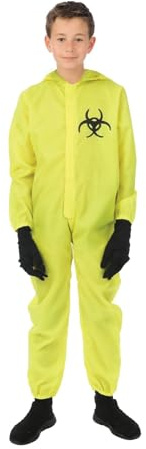 P'TIT CLOWN - Déguisement Danger Biologique Enfant - Combinaison de Hazmat à Capuche avec Gants - Costume Halloween, Cosplay, Fête Costumée - Masque Non Inclus