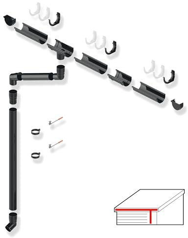 SMART Dachrinnen-Set PVC, 25-teilig, 75/63 mm für 4 m Dachlänge (Grau)