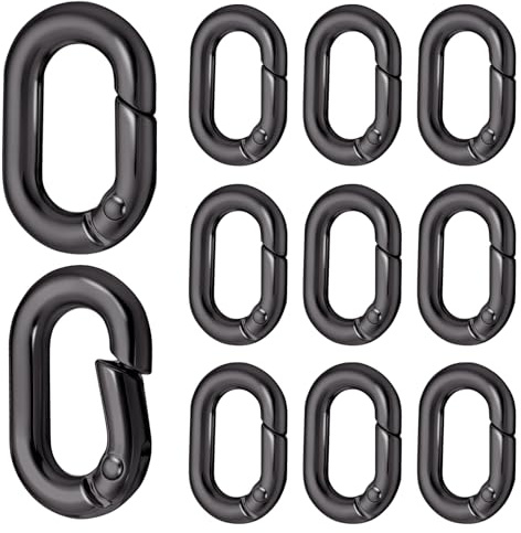 Giantree 10 Stück Oval Spring Karabinerhaken Klein, Metall Ringkarabiner, Schlüsselanhänger Kleine Buckle Clip Feder Karabiner für Reisen Angeln Camping Wandern Hängematten Rucksack(schwarz)