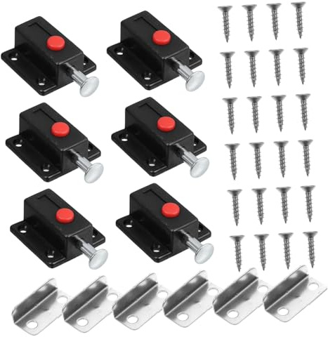LIGIGWASH 6piezas Pestillo De Seguridad Para Puertas De Armarios Con Botón Pulsador Cierre Presión Accesorios De Muebles