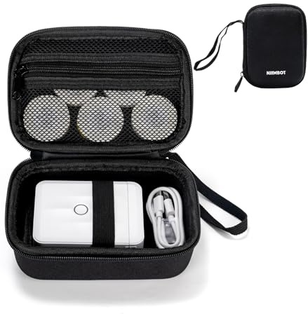 NIIMBOT Mini Tragetasche, Kompatibel mit D11 D110 Upgrade, Elektronik Organizer Tasche Etui Reise Organisation für Etikettendrucker, Etikettenrolle, und USB-Kabel (nur Box), Schwarz