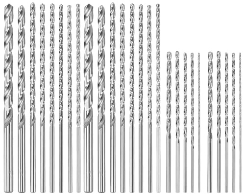 PINGEUI 26 Pieces Extra Long HSS Twist Drill Bit Set, Metal Drill Bits, Diameter 2-10mm Steel Drill Set for Metal, Wood and Aluminium