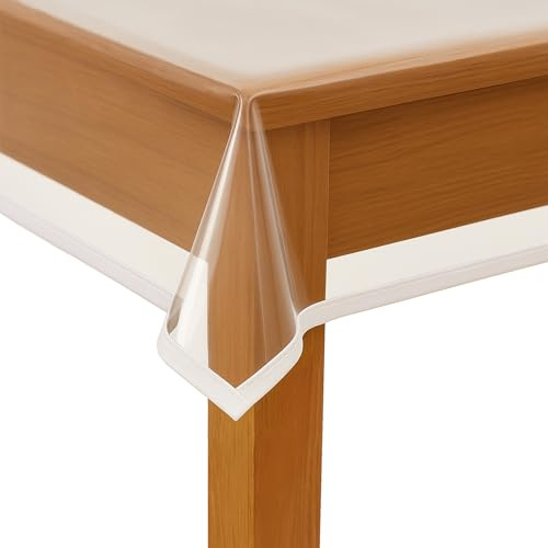 MORGICO Tovaglia Quadrata Trasparente 140x140 cm, Impermeabile Antimacchia, Plastificata e Antiscivolo, Perfetta per Cucina, Giardino o Cathering Eventi (140x140 Trasparente)