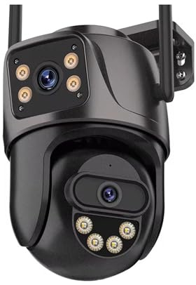KVBRUI Telecamera IP PTZ WiFi 5K 10MP con Doppio Obiettivo e Doppio Schermo, Telecamera Esterna HD 8MP con monitoraggio Automatico, Protezione di Sicurezza, sorveglianza CCTV(AU Plug,8MP No Card)