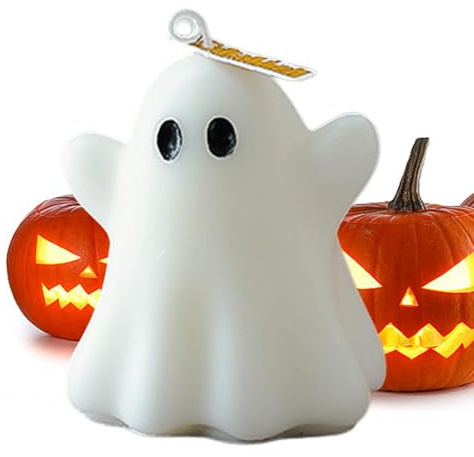 Vela aromática de Halloween, luz de cera perfumada de fantasma, bonitas velas blancas para fiesta de Halloween, dormitorio, sala de estar o centro de mesa, vela de fragancia decorativa para temporada
