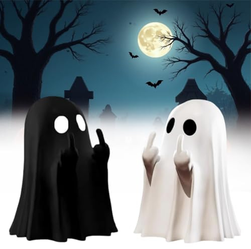 QYJMLH Adornos de Fantasmas de Halloween, 2PCS Figuras Decorativas de Halloween en Miniatura, Decoracion Exterior, Adornos para Patio, Casa, Fiesta-8CM