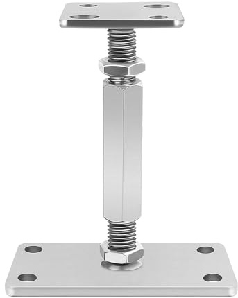 GREENSAPPIRE Pfostenträger Höhenverstellbar 140-200mm Verzinkter Stahl 1PCS | Verstellbare Bodenhalterung M20 Gewinde verzinkter Stahl mit stabiler Basisplatte für Holzpfosten Terrasse Carport