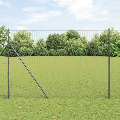 Hexagonzaun Grau PVC 1,6 x 25 m wetterbeständig Gartenzaun mit Maschendraht, Wühlmausgitter und Volierendraht für Terrasse und Outdoor Bereich