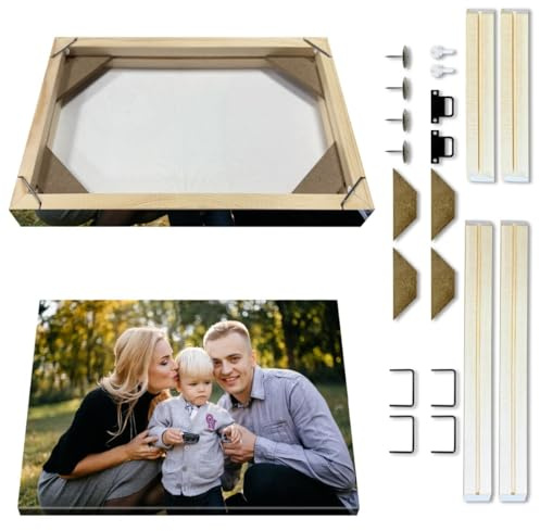 LANZOL DIY Marco de Lona 60 x 80 cm Marcos de Madera para Pintura al Aceite, Pinturas de Pared, Pósteres Impresos, Galería en Casa Múltiples Tamaños con Kit de Autoensamblaje